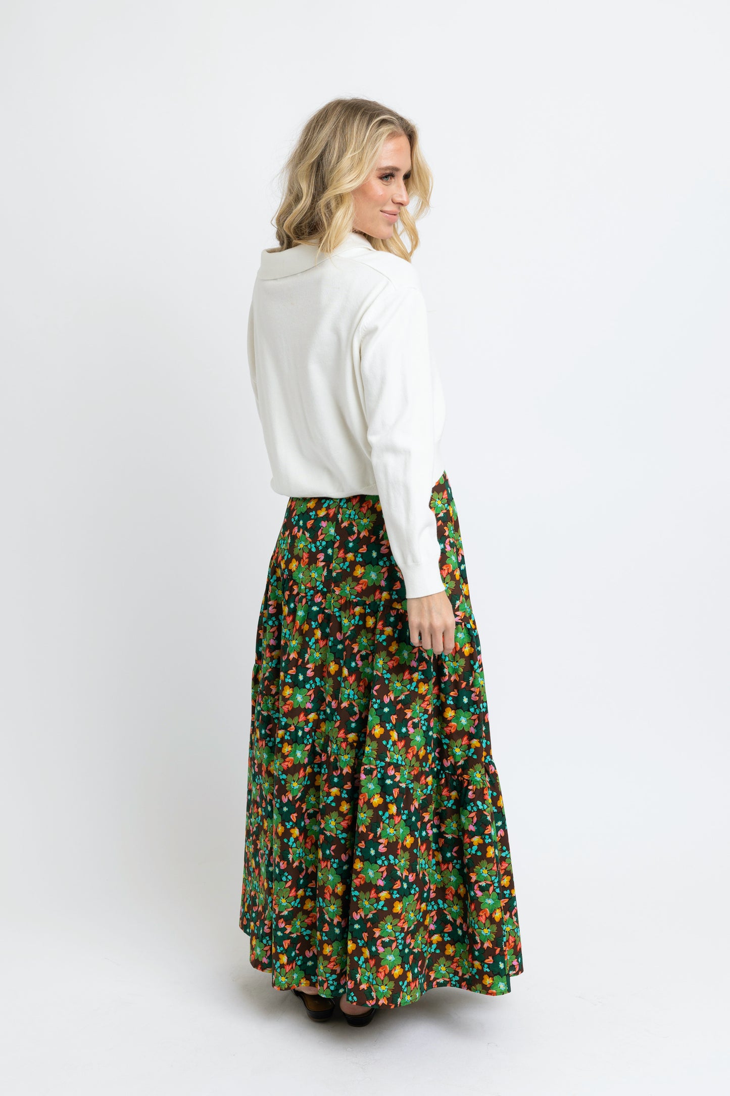 Floral tie maxi skirt