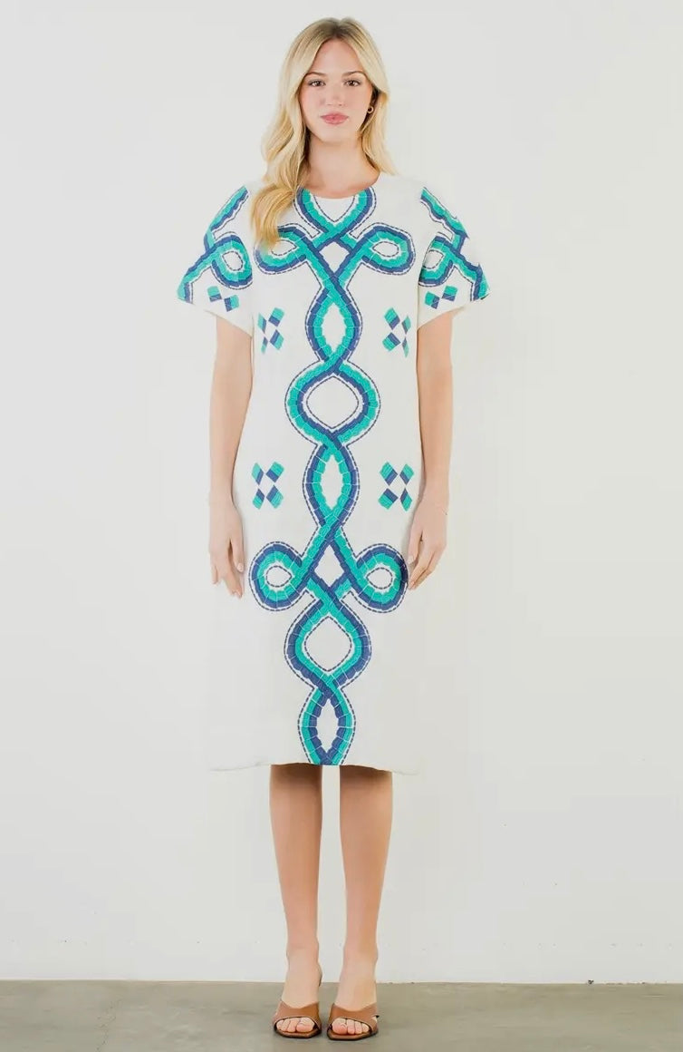 Short Sleeve Embroidered Dress