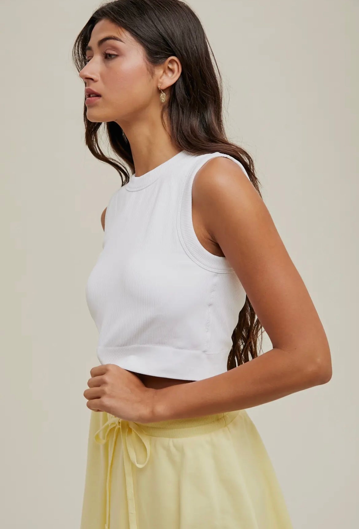 Seamless Ribbed Padded Tank Bra Top