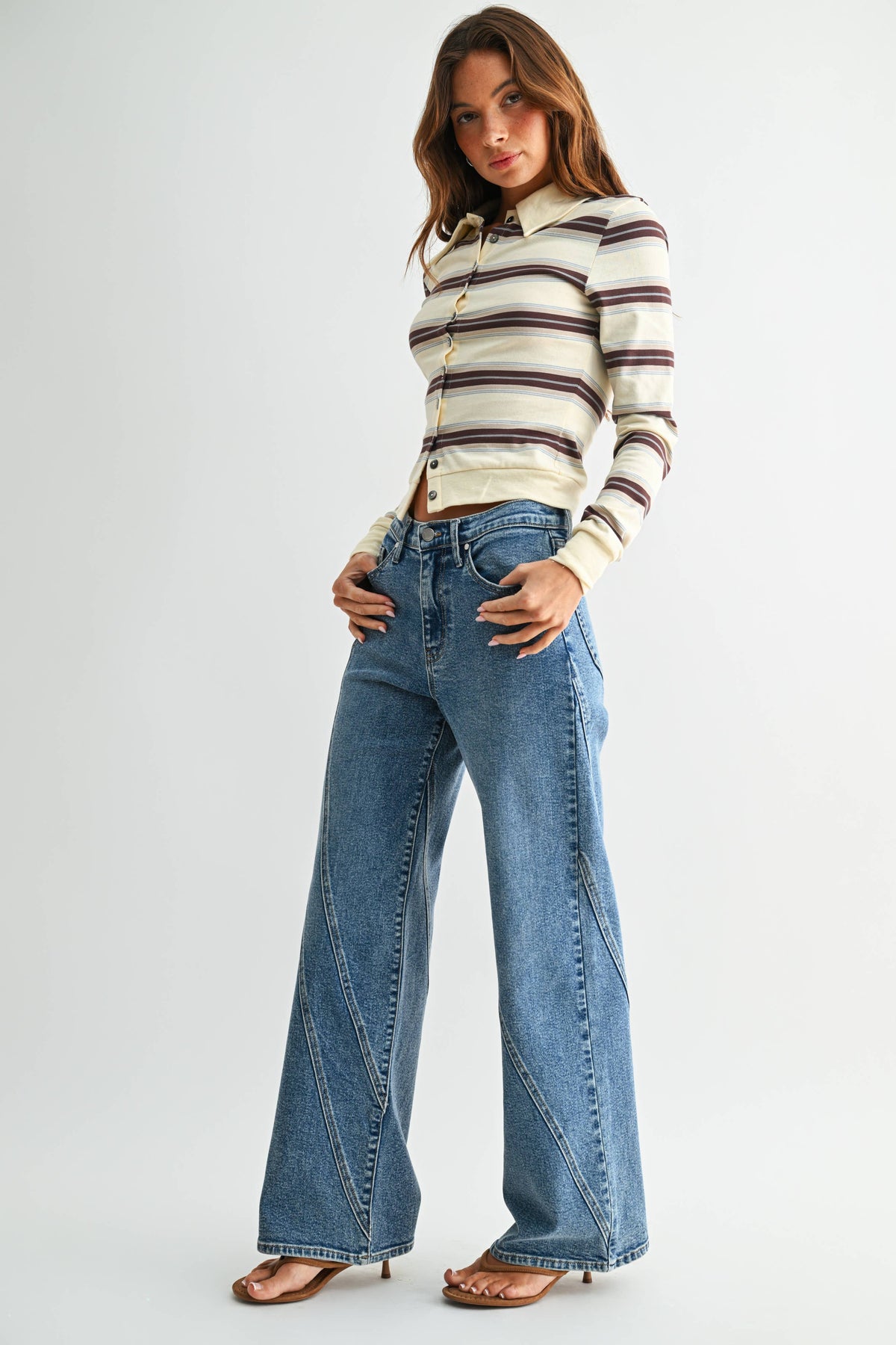 Asymmetric Seamed Straight - Medium Denim