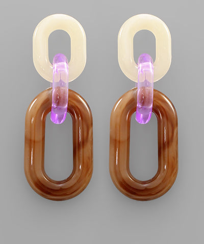 Color Acrylic Chain Drop Earrings
