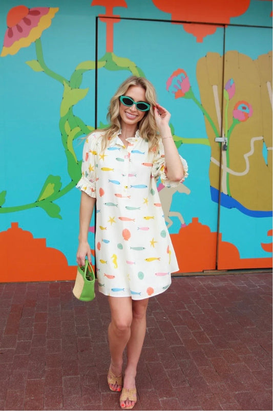 Multi Fish Pleat Back Dress