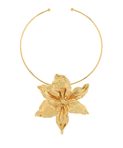 Textured Flower Wire Open Choker