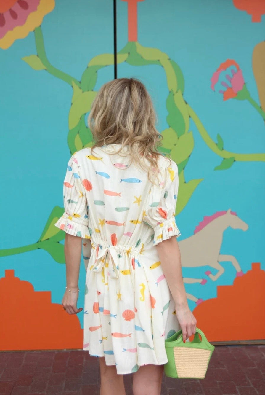 Multi Fish Pleat Back Dress
