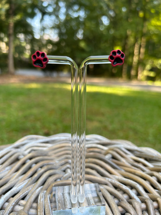 Mini red + black paw print earrings