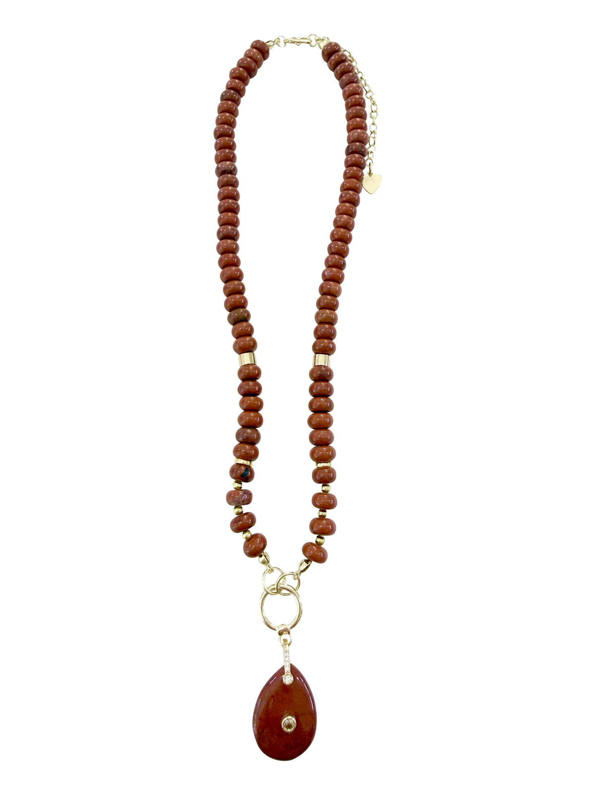 Bagley Beaded Gemstone Charm Necklace- Clay