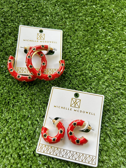 Justine Earrings in Red + Black