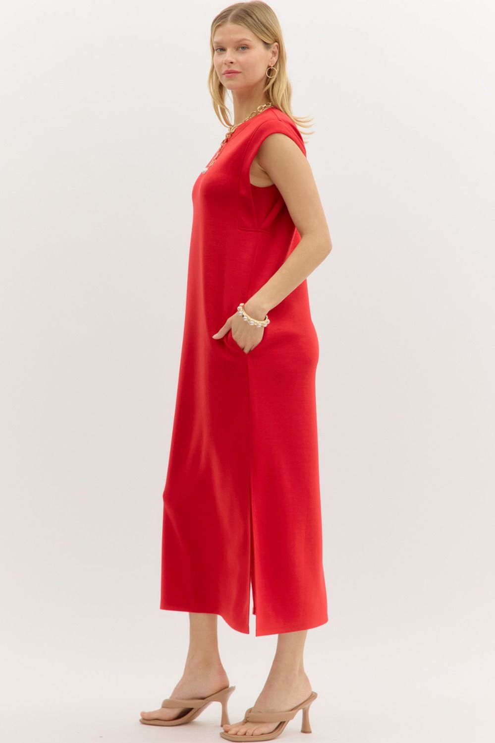 Jersey knit midi dress