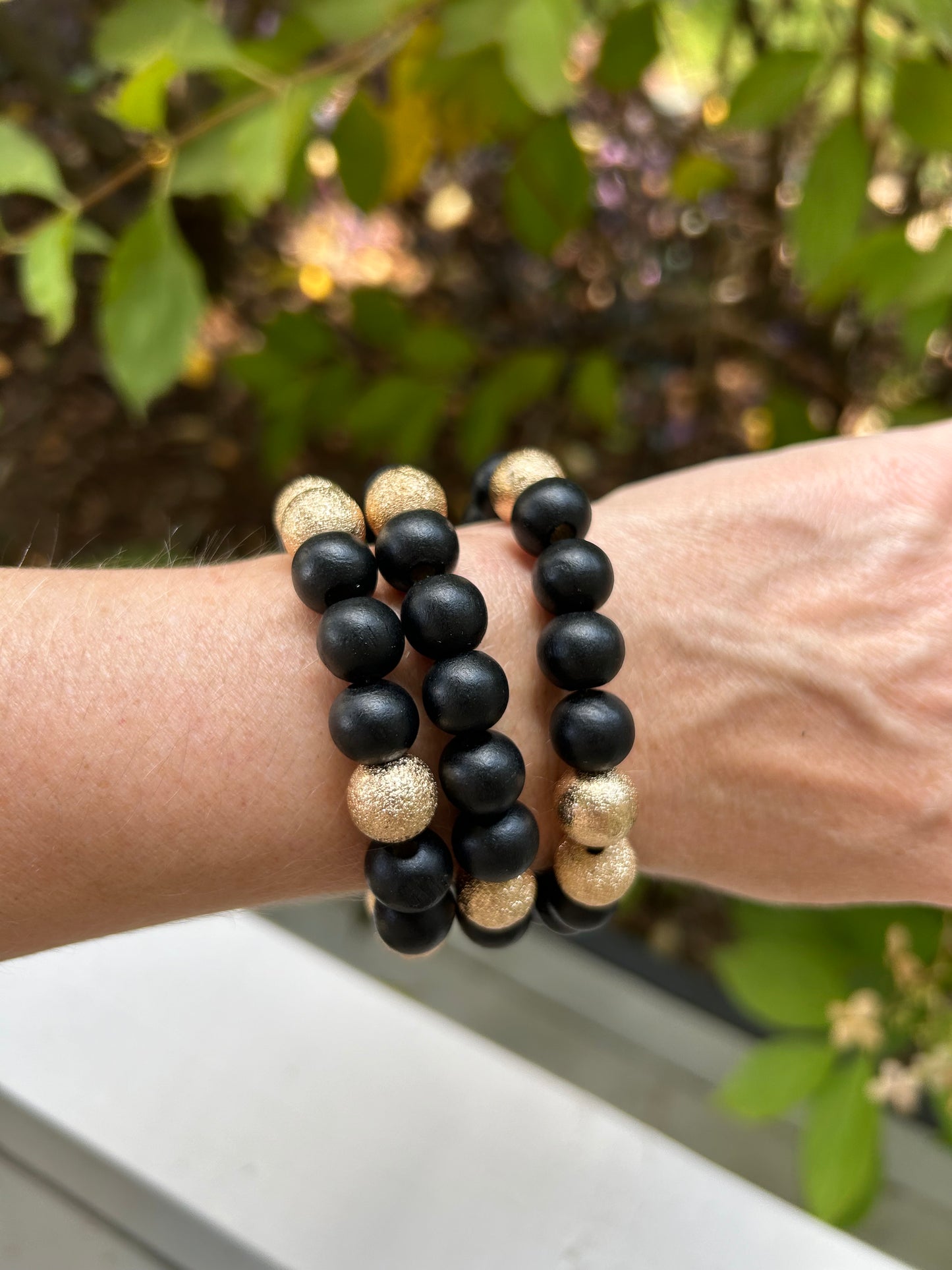 Three stack wood bracelets