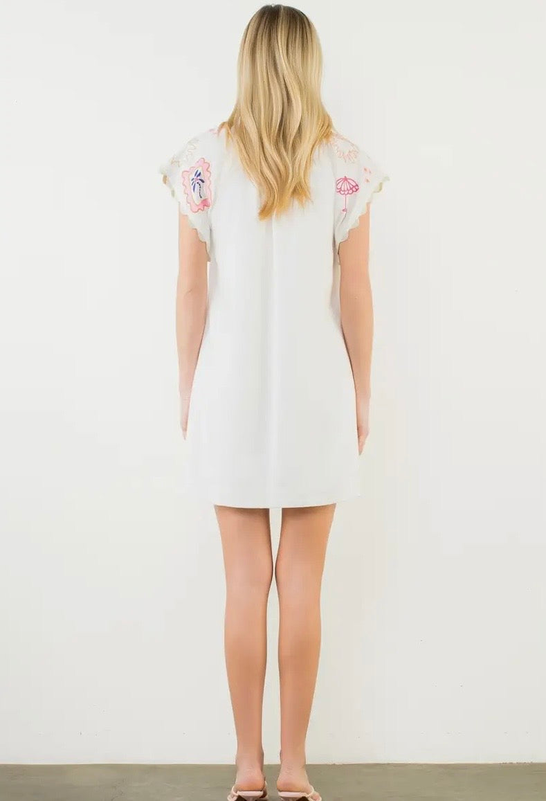 Short Sleeve Embroidery Detail Dress
