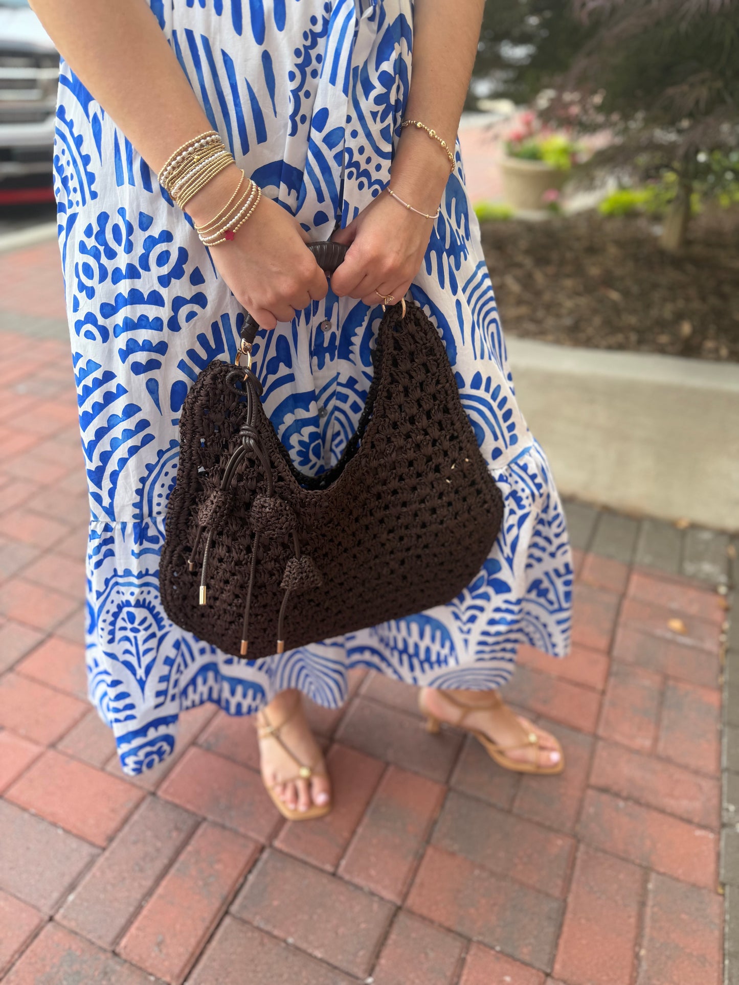 Chocolate Brown Straw Bag