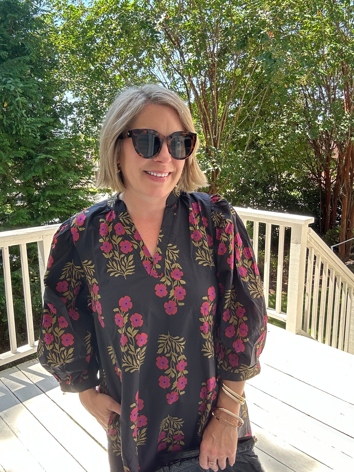 Floral pattern v-neck dress