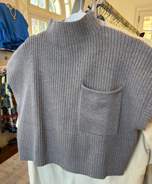 Cropped + mock neck sweater