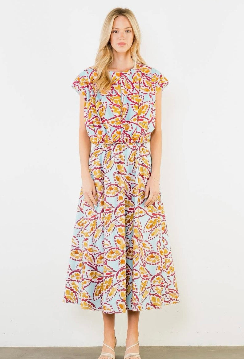 Sleeveless Pattern Top with Button Back