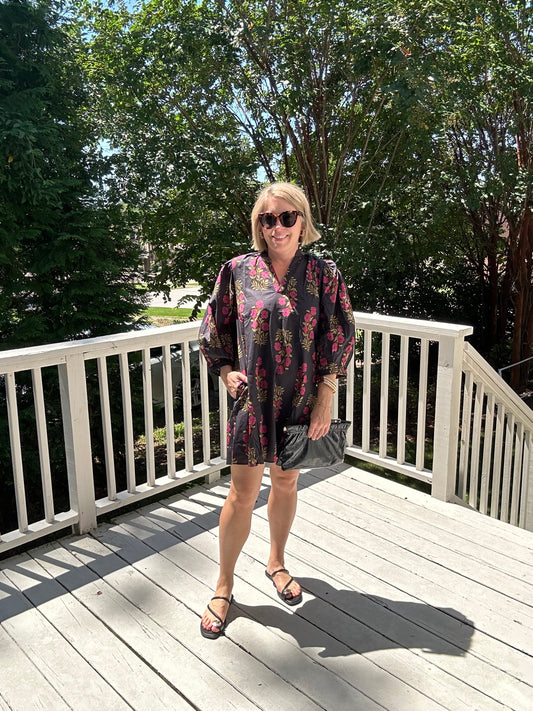 Floral pattern v-neck dress