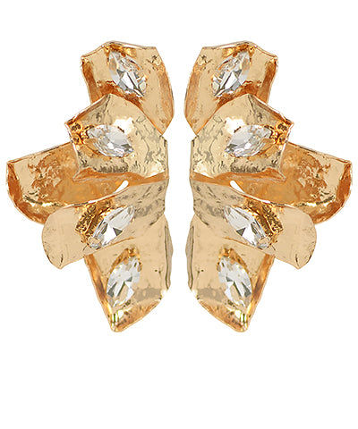 Textured Wing Shape + Marquise Earrings