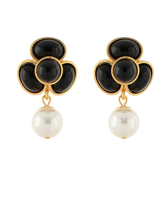 Floral with Pearl Drop Earrings