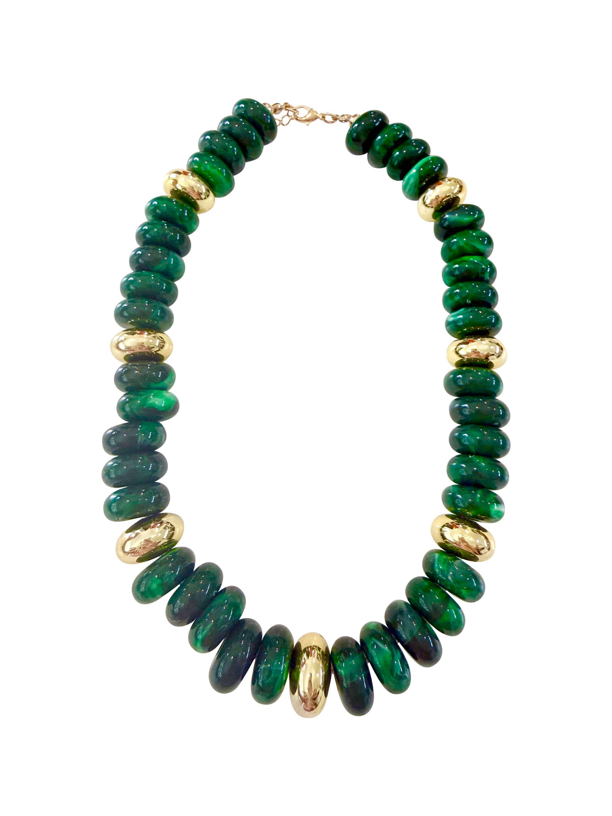 Rowell Beaded Disc Necklace- Emerald