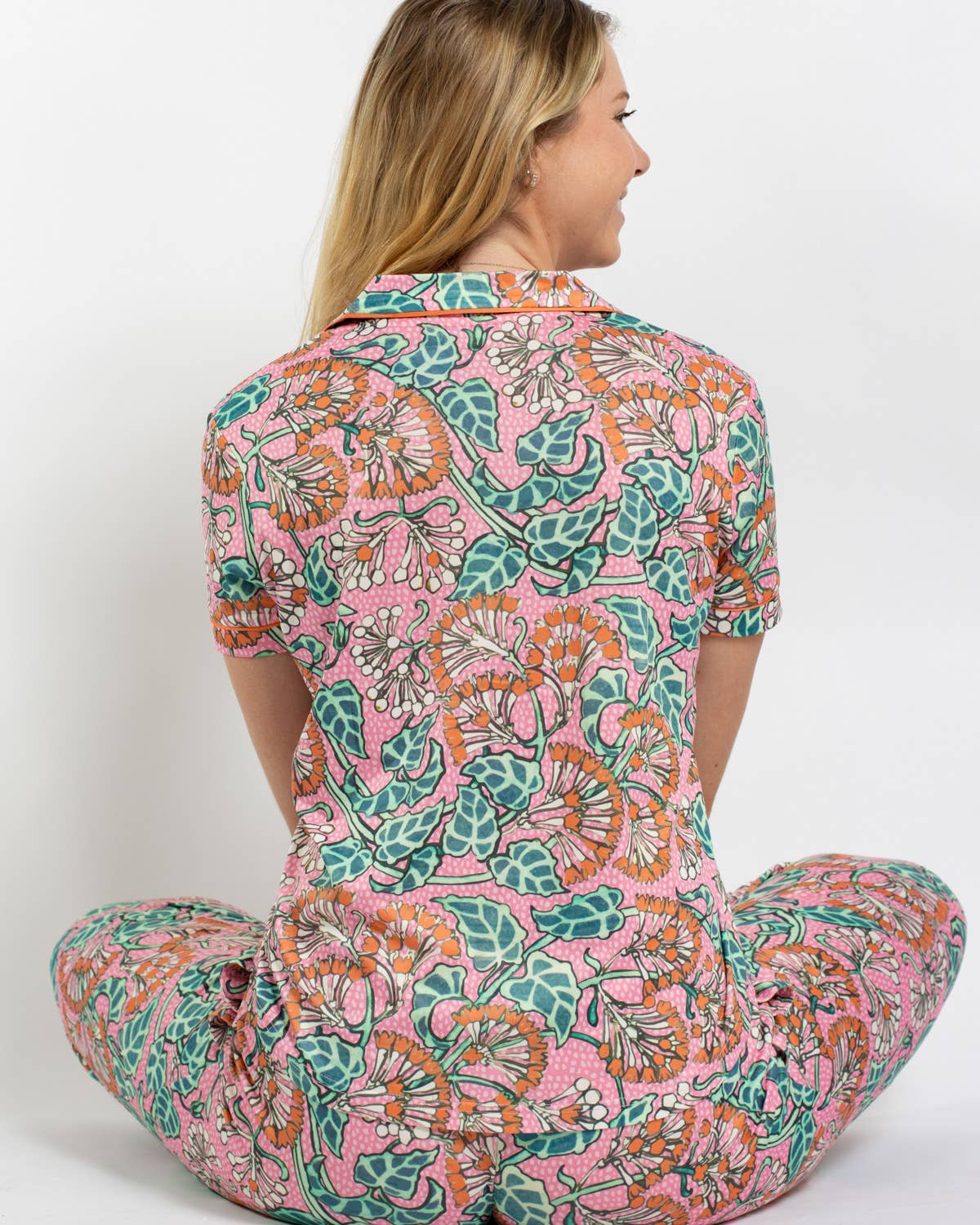 Joanna Short Sleeve Button Up Sleep Shirt    Pink/Multi   -Asst.