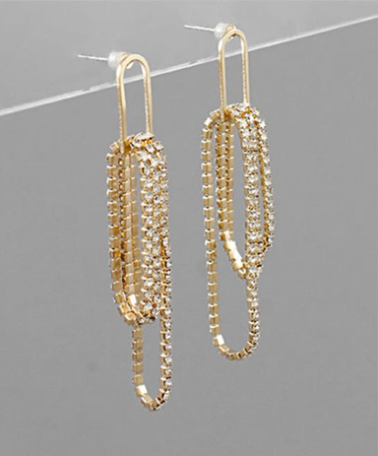 Crystal chain drop earrings