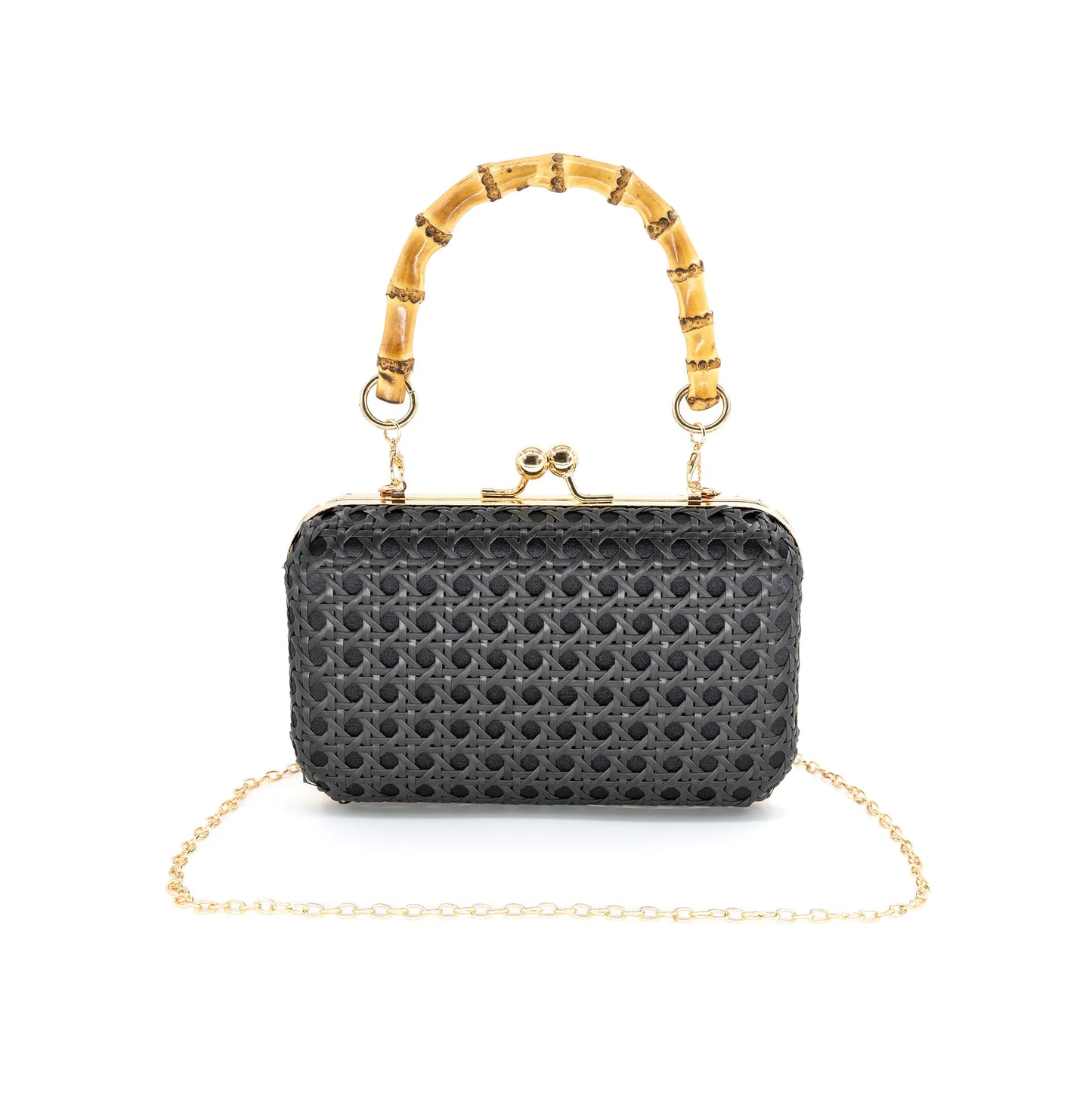 Rattan clutch with bamboo handle