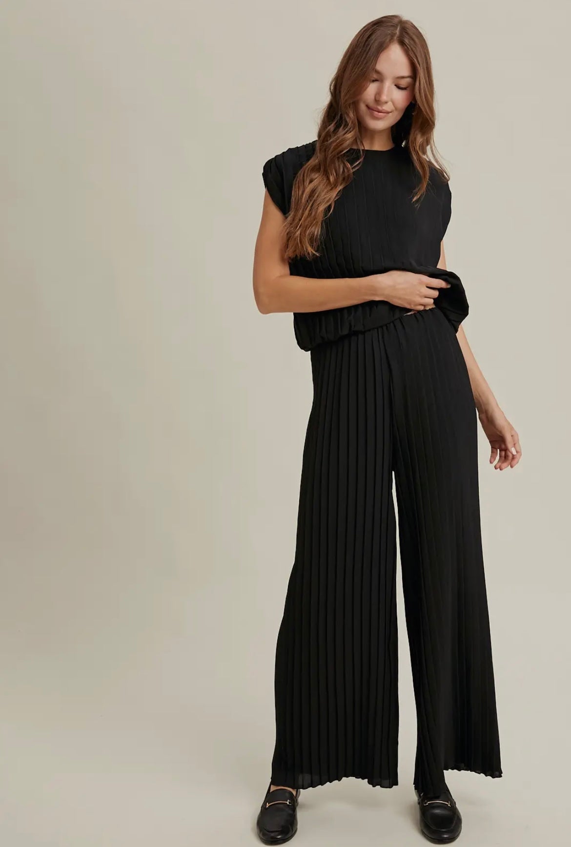 Pleated Top and Pants Set