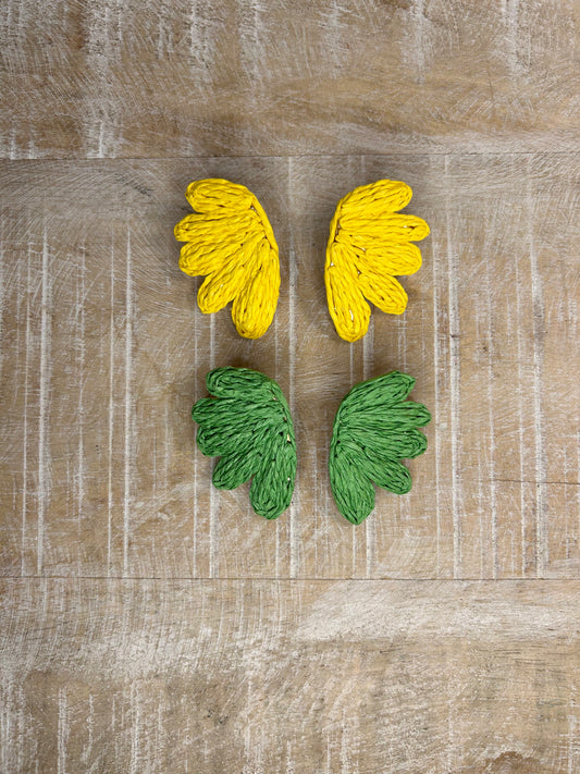 Wrapped Raffia Wing Earrings