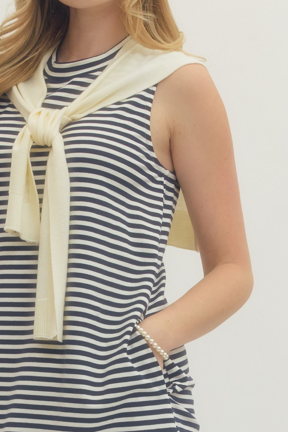 Striped dress with scarf