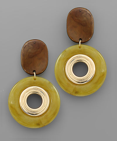 Olive and Dark Brown Earrings