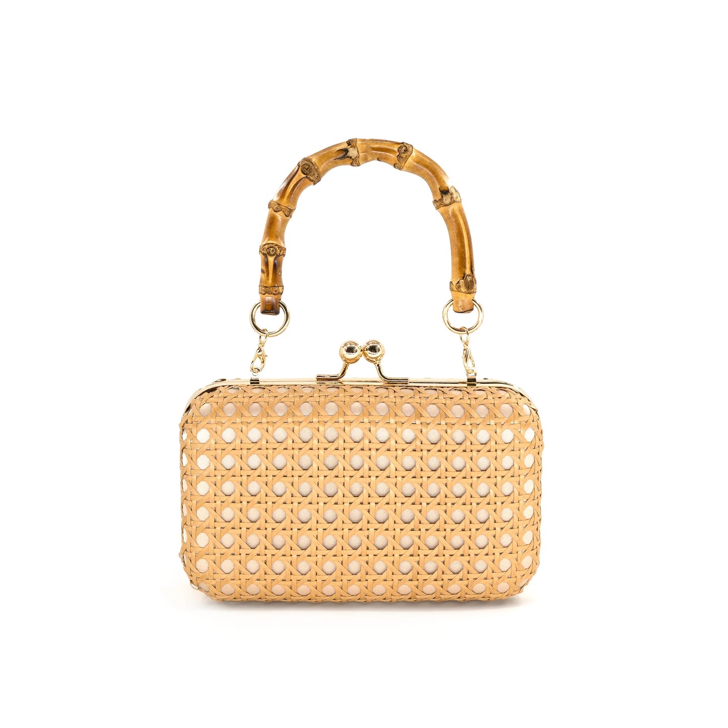 Rattan clutch with bamboo handle