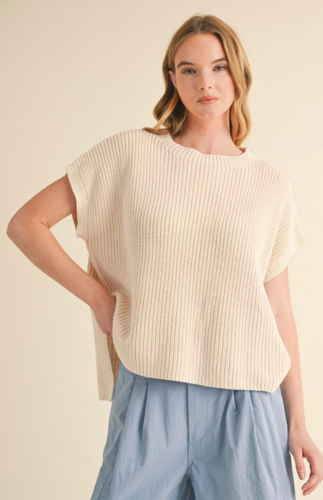 Textured Knit Pullover Top