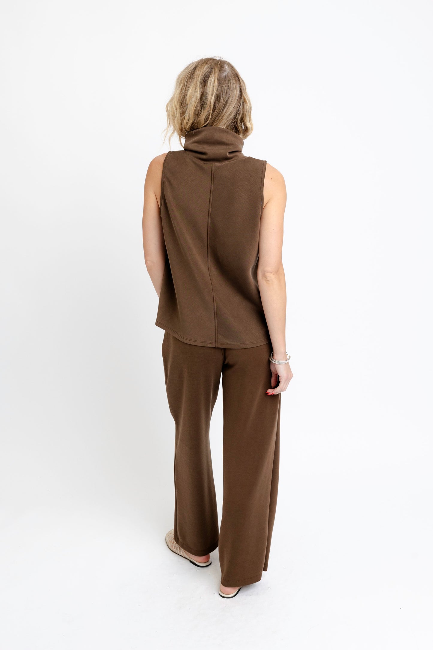 Solid Scuba Mock Sleeveless Top