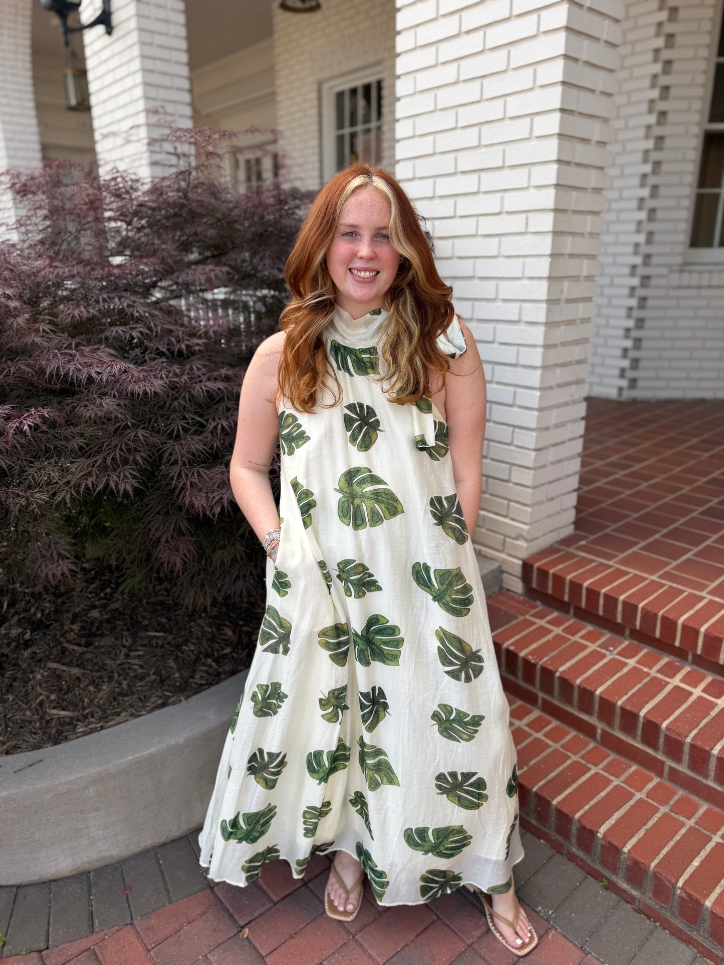 Leaf print dress