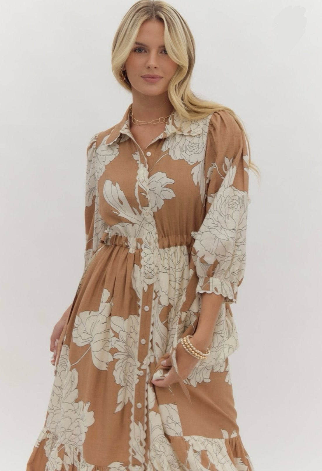 Floral Button-Up Dress - Plus