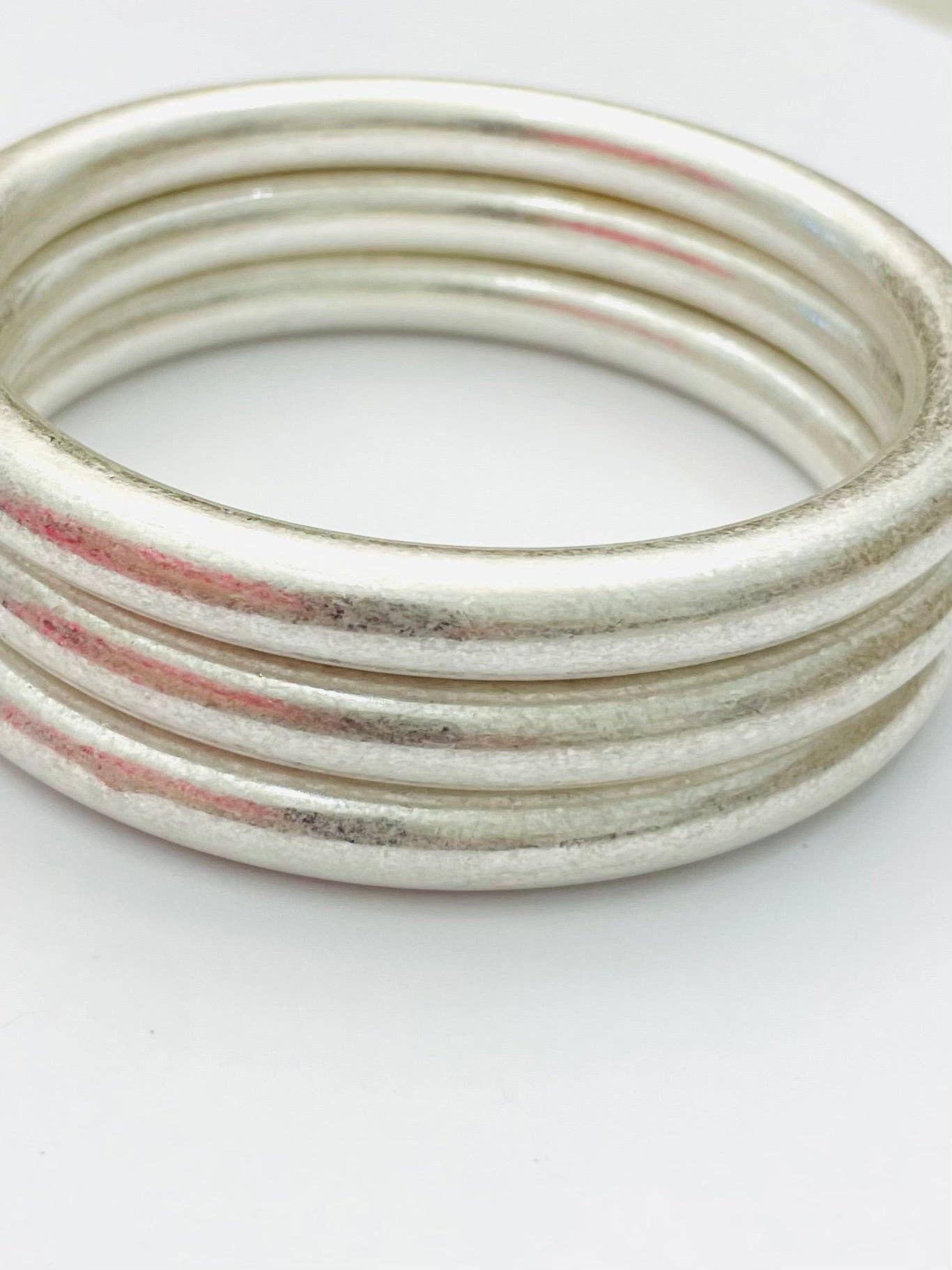 Bold Vintage Bangles (set of 3)(matte silver)