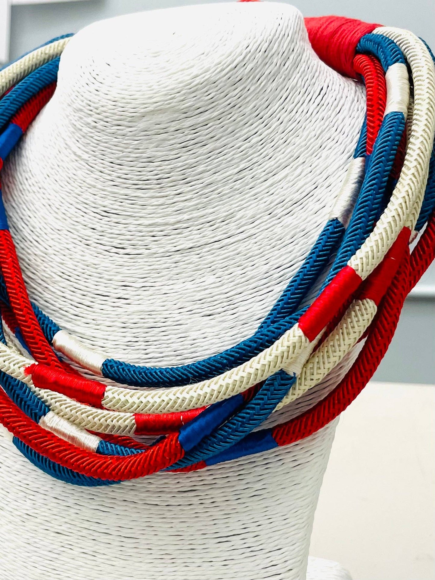 Slub 8-strand (red/blue/ecru)