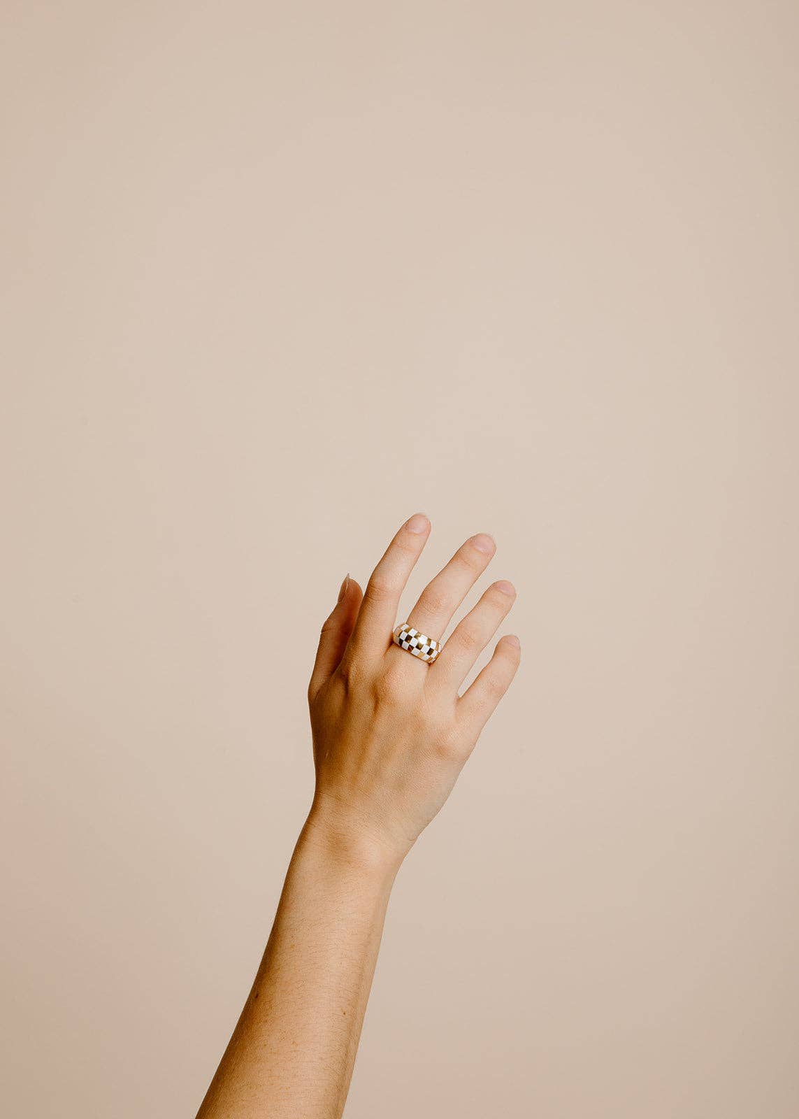 White & Gold Checkered Ring