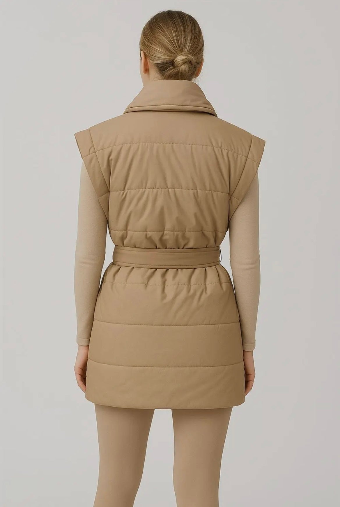 Padded Wrap Vest with Shawl
Collar