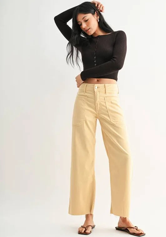 Stretch Twill Utility Wide Leg in Butter