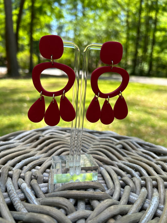 Red chandelier earrings