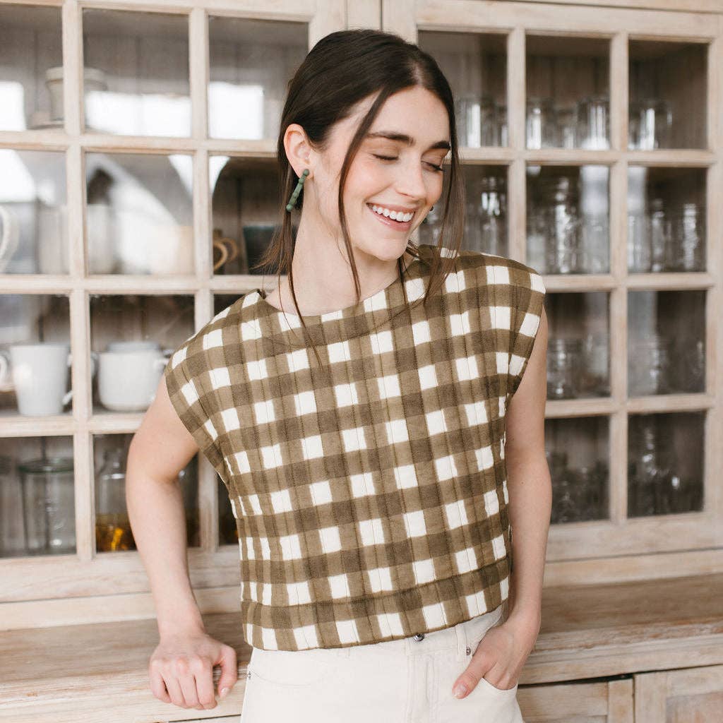 Painted Gingham Quilted Greta Top
