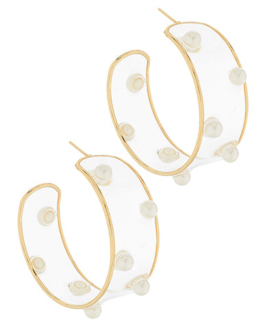 Clear + Pearl Hoops
