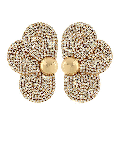 Pave Crystal Half Flower Earrings