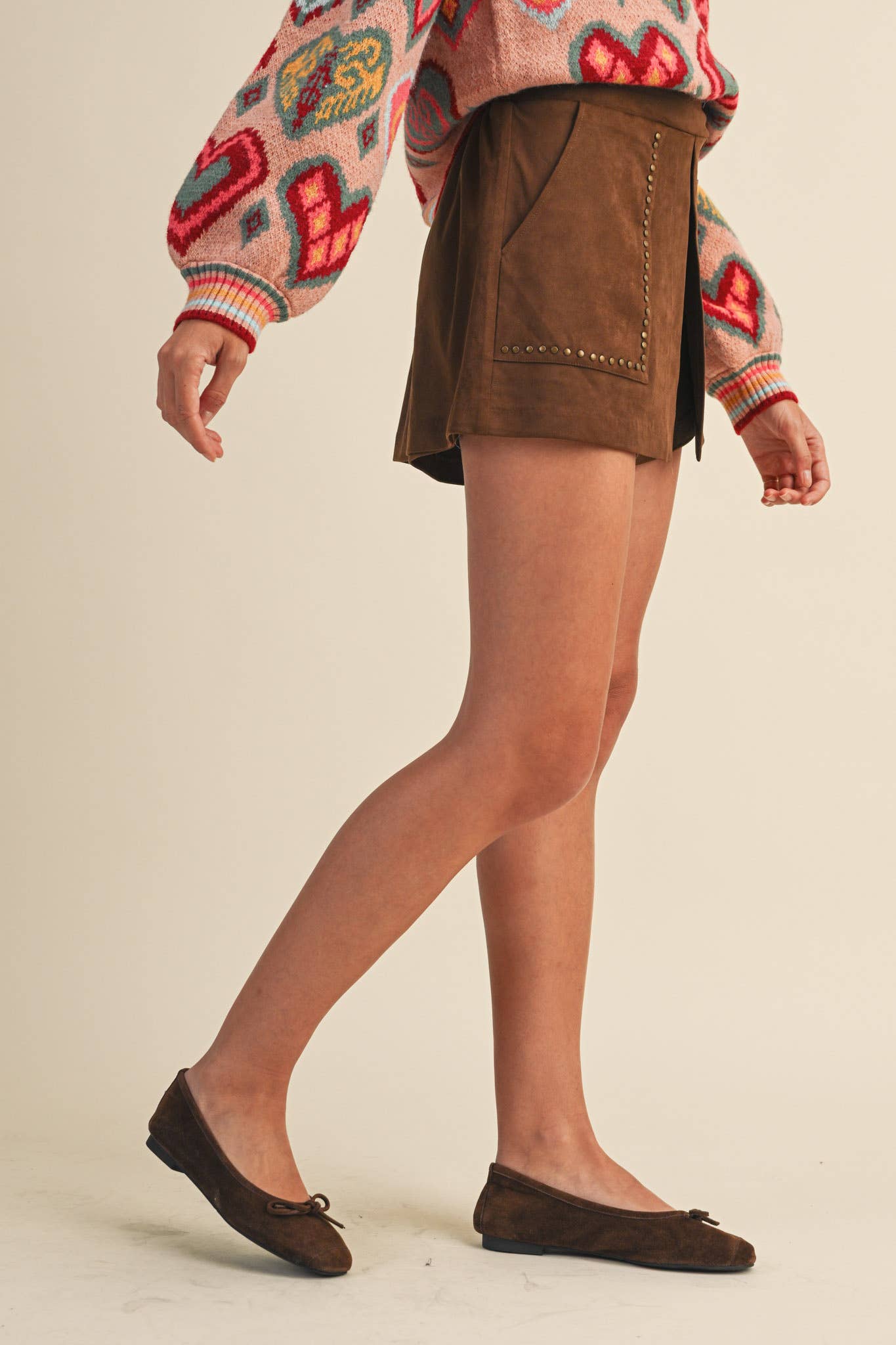 Studded High Waist Skort