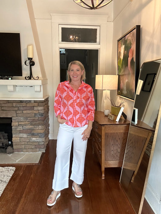 Orange + Pink print top