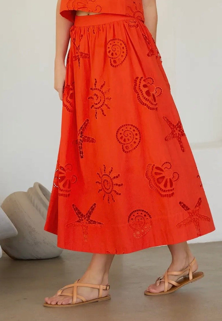 Seaside Embroidered Eyelet Maxi Skirt (Two Colors!)