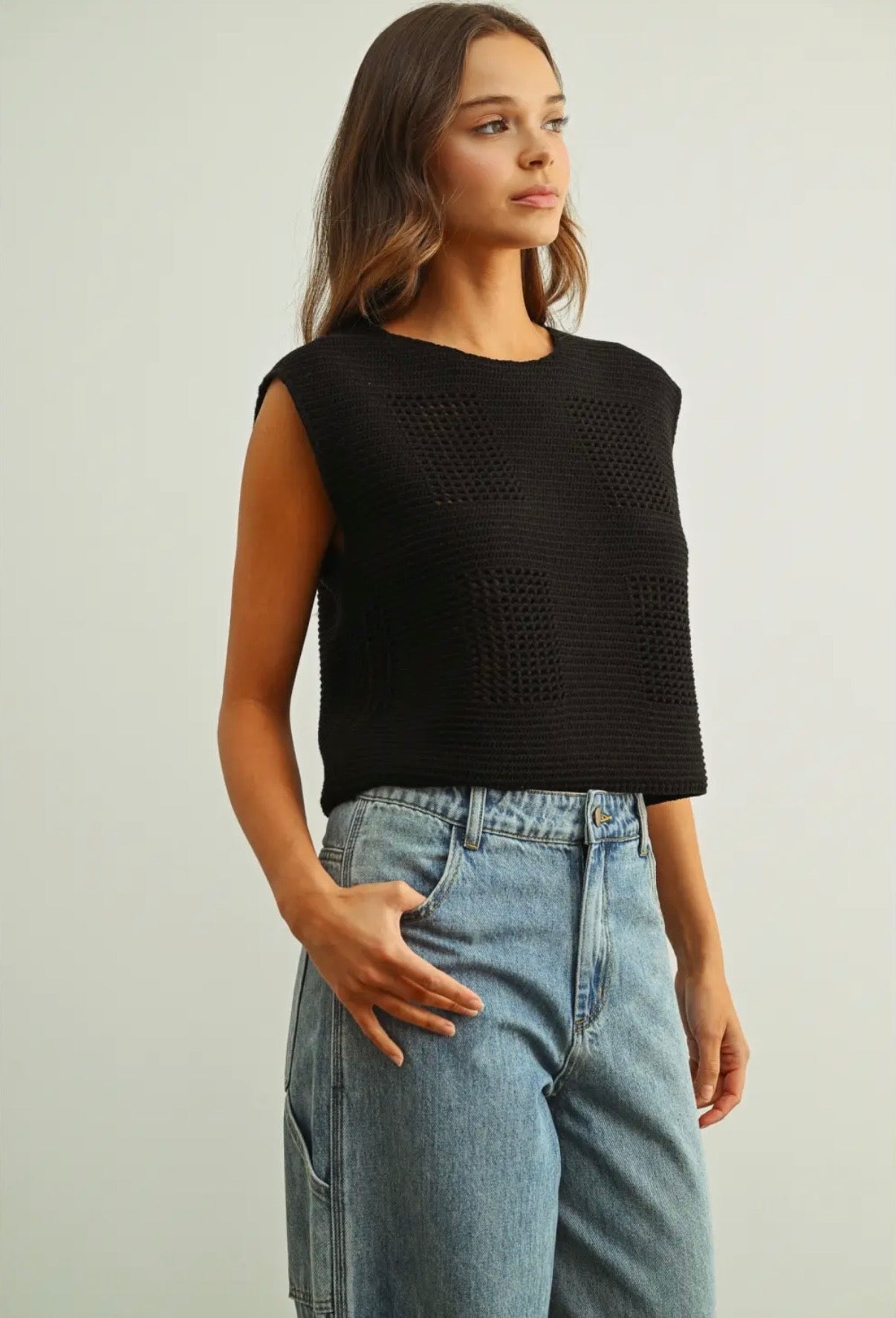 Round Neck Crochet Crop Top