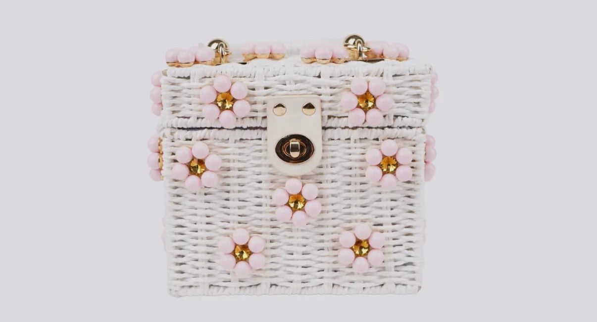 Wicker Bucket Daisy Flower Purse