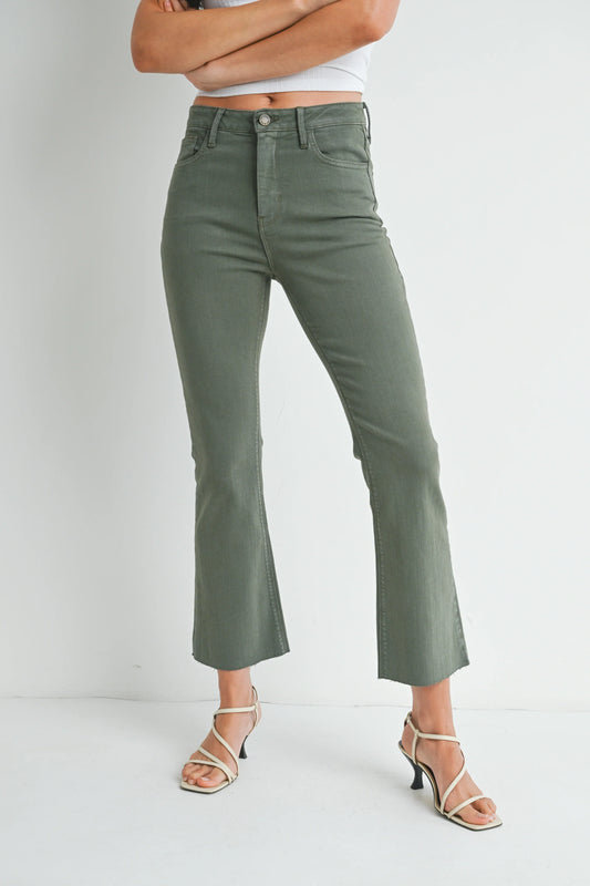 The Cropped Demi Flare - Vintage Olive