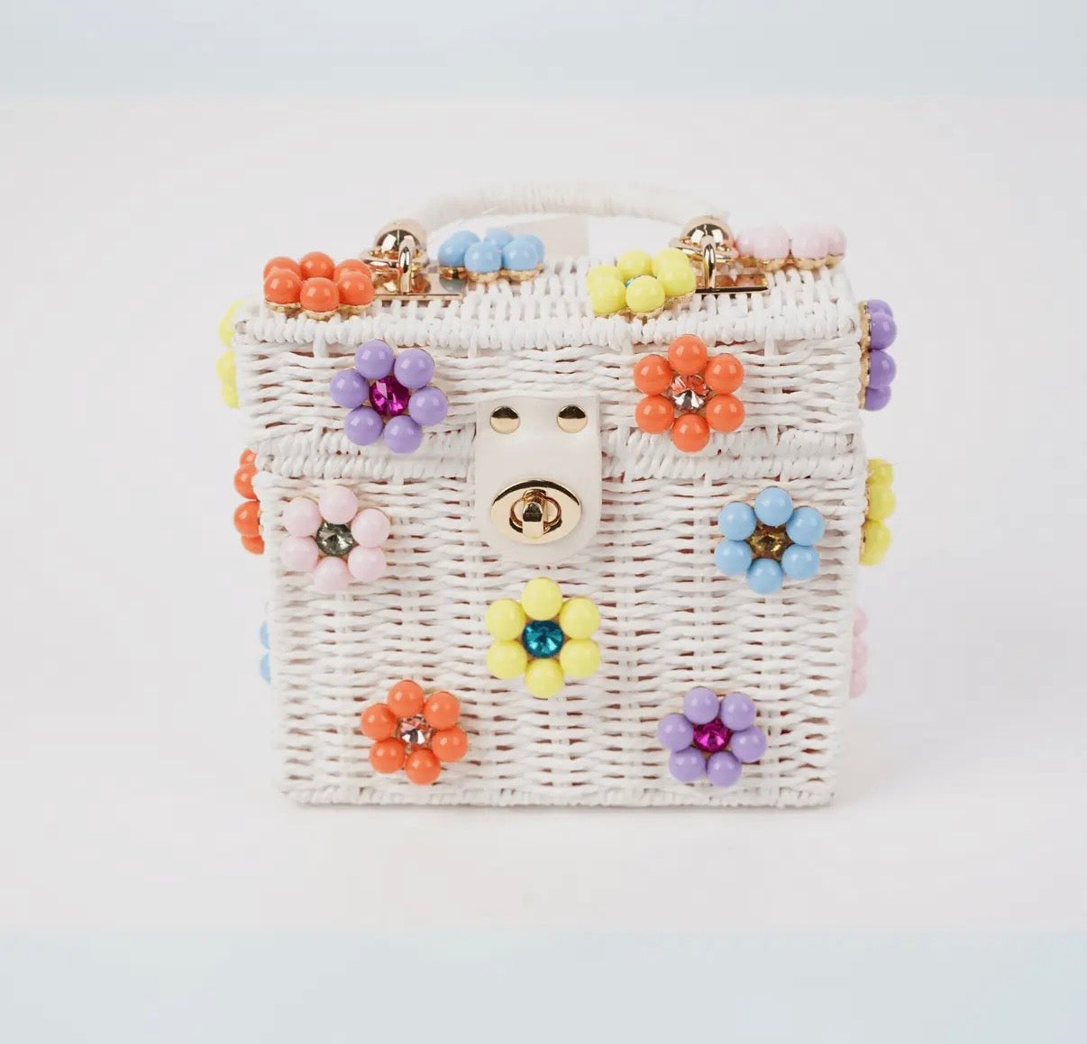 Wicker Bucket Daisy Flower Purse